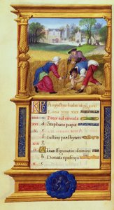MS W.449 fol.9v Agosto Cosechando Trigo, c.1525 de Master Jean de Mauleon